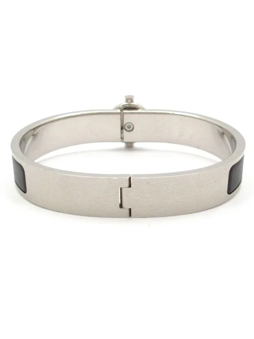Hermes Bangle Click Glenan Silver Black Bracelet